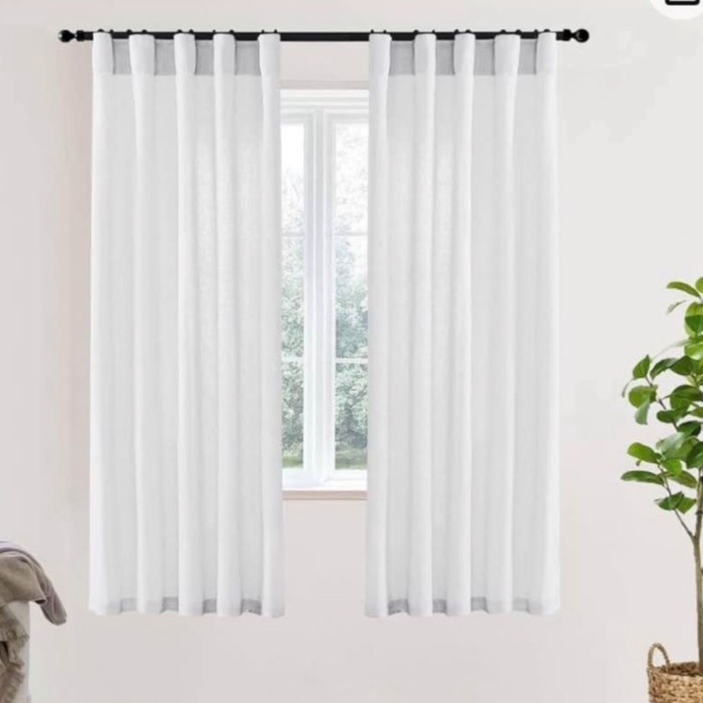 Amazon White Sheer Curtains (2 panels) 40 in x 72 in
